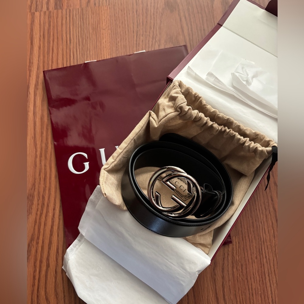 Gucci GG Marmont Black Leather Belt | Silver Buckle | Size 95/38 | New in Box
